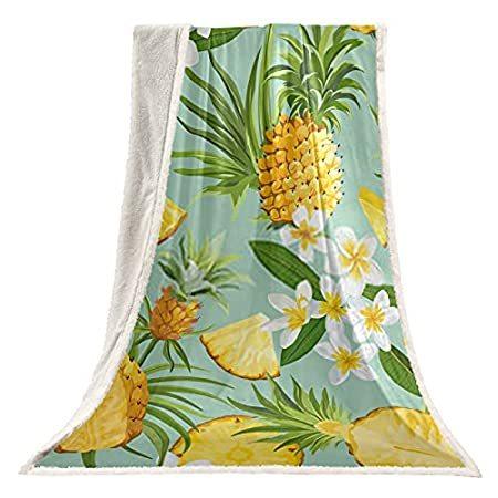 男性に人気！ Tropical 特別価格Pineapple Flowers Cozy好評販売中 Couch Blanket Shaggy Sofa for Blanket Throw 毛布、ブランケット