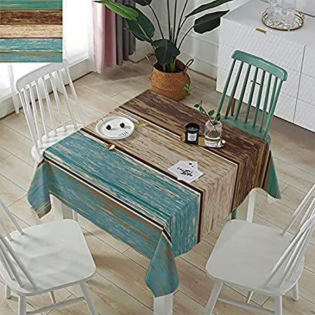 超熱 Square/Round/Rectangle For Waterproof Tablecloth Rustic 特別価格Teal Table 60好評販売中 Cloth テーブルクロス