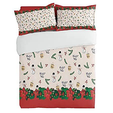 【誠実】 Full 特別価格OneHoney 3 Pi好評販売中 Snowman Christmas Winter Sets Bedding Cover Duvet Pieces 枕カバー
