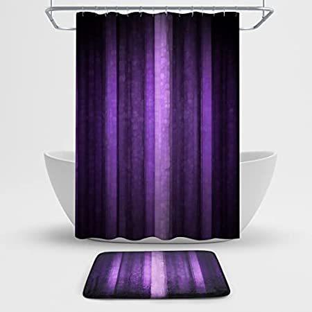 男女兼用 with Sets Curtain Shower Striped Purple 特別価格Gibelle Rugs, Bathr好評販売中 Abstract Modern シャワーカーテン