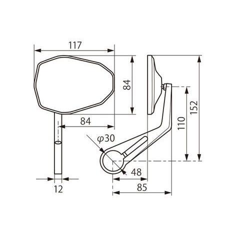 当店在庫あり】長期在庫品 HIGHSIDERハイサイダー バーエンドミラー