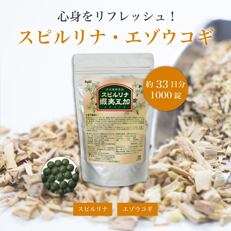 スピルリナ蝦夷五加 エゾウコギ 1000粒 サプリメント 藻 健康食品 Spirulina 【税込3,000円以上送料無料】｜sp100｜02