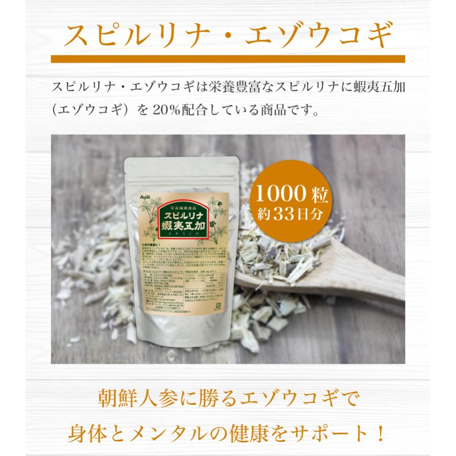 スピルリナ蝦夷五加 エゾウコギ 1000粒 サプリメント 藻 健康食品 Spirulina 【税込3,000円以上送料無料】｜sp100｜06