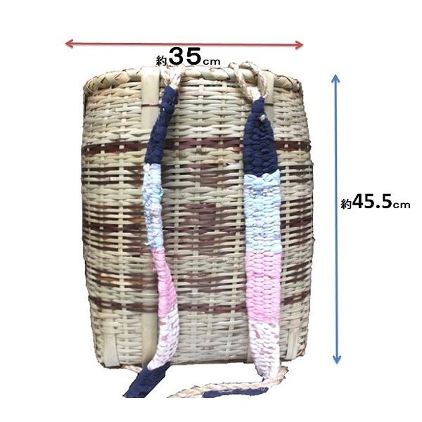 竹製 背負い籠(かご)だえん口 型 茶模様 深大 巾約35(31 竹製 背負い籠(かご)だえん口 型 茶模様 深大 巾約35(31