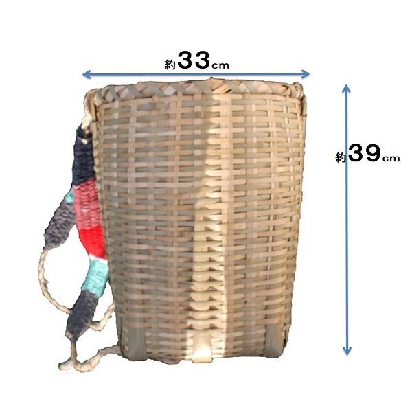 竹製 背負い籠（かご）、収穫かご 丸型 巾約35（33）cmΦ×H39cm 【竹製かご カゴ 山菜採り きのこ採り】 :160032:ふじまる