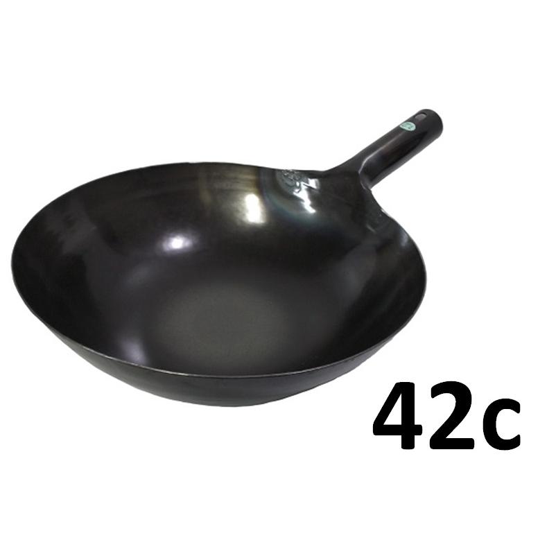 山田 工業所 鉄 打出 片手中華鍋（北京鍋）４２ｃm　1.2ｍｍ厚 | 