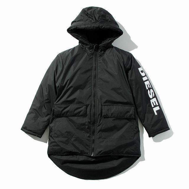 DIESEL ブラック ブルゾンフーディーパディングジャケットコート DIESEL（ディーゼル） フーディー コート ブルゾン 男の子 ジャケット
