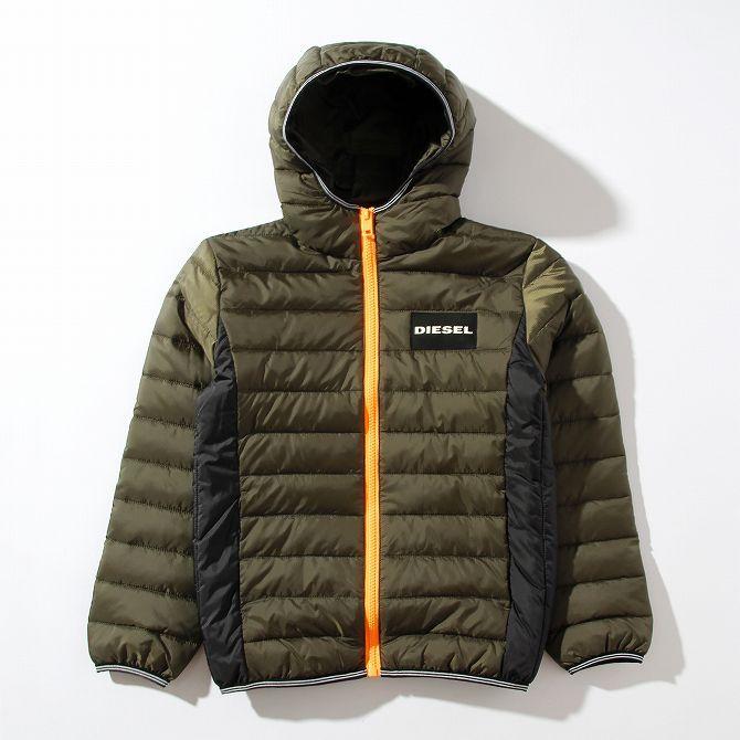 DIESEL ブラック ブルゾンフーディーパディングジャケットコート DIESEL KIDS ブルゾン アウター DIESEL（ディーゼル）Kids