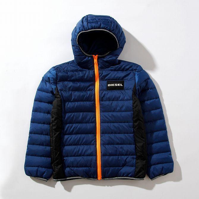 DIESEL ブラック ブルゾンフーディーパディングジャケットコート DIESEL KIDS ブルゾン アウター DIESEL（ディーゼル）Kids