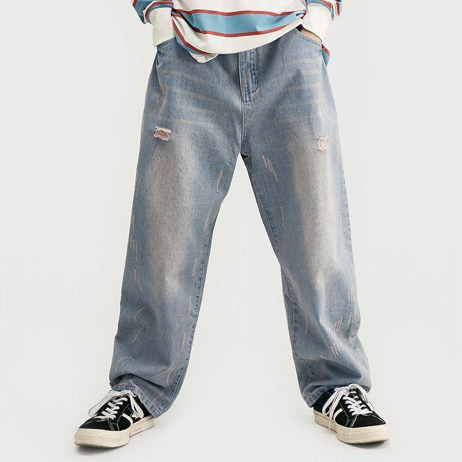 Inflation インフレーション ワイドダメージジーンズ デニムパンツ メンズ レディース かっこいい かわいい おしゃれ ストリート ブランド 安い w Shiffon シフォン 通販 Yahoo ショッピング