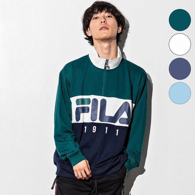 FILA（フィラ） 切り替えハーフジップスウェットシャツ(オフホワイト