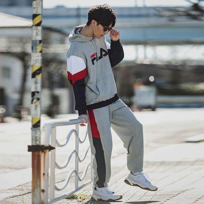 FILA（フィラ） 切り替え ロゴスウェットパーカー メンズ かっこいい