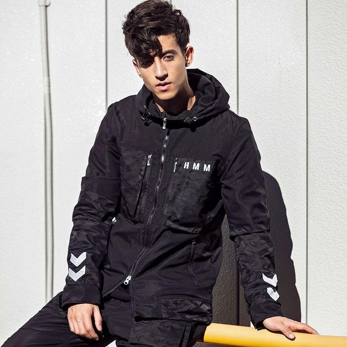 hummel ヒュンメル ナイロン コンビ パーカー メンズ アウター