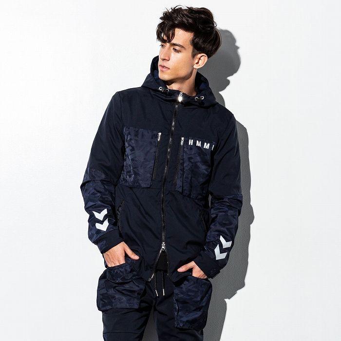 hummel ヒュンメル ナイロン コンビ パーカー メンズ アウター