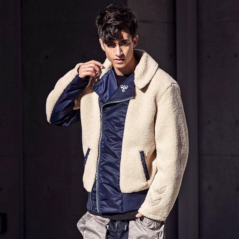 hummel（ヒュンメル） ボア 切り替え ライダース ジャケット メンズ