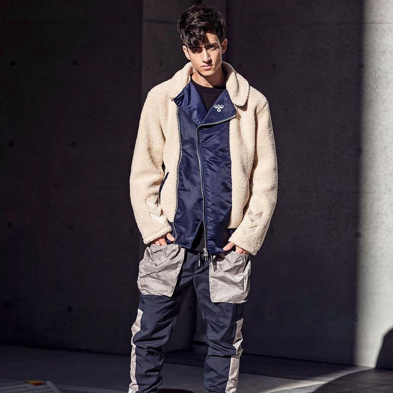 hummel（ヒュンメル） ボア 切り替え ライダース ジャケット メンズ