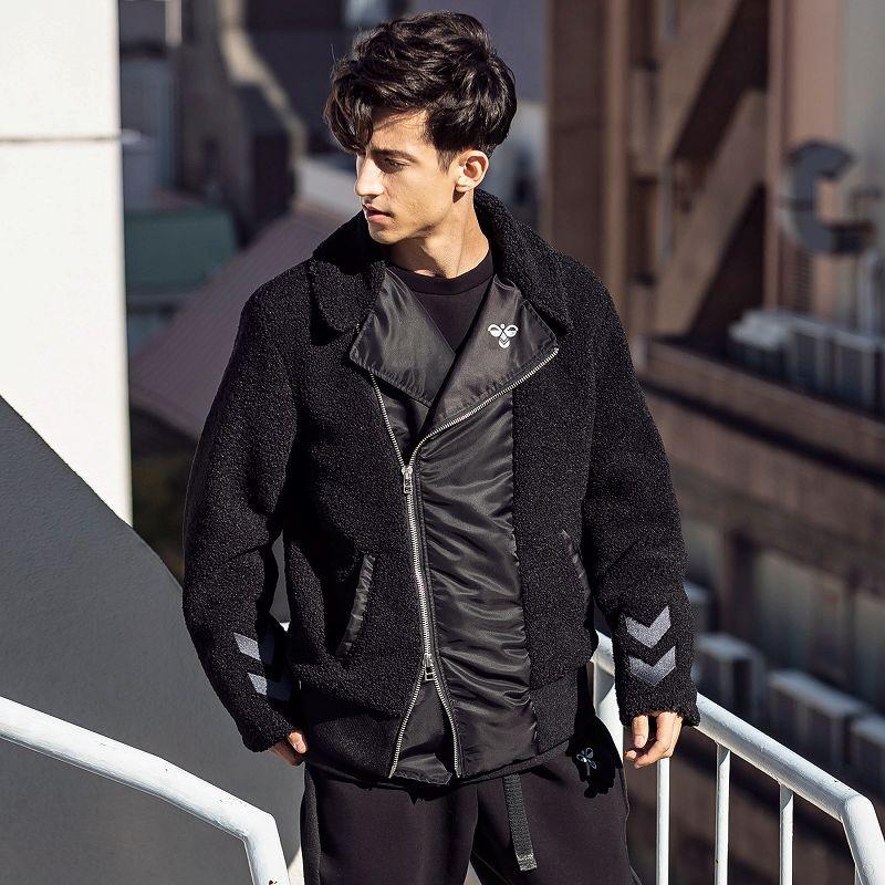 hummel（ヒュンメル） ボア 切り替え ライダース ジャケット メンズ