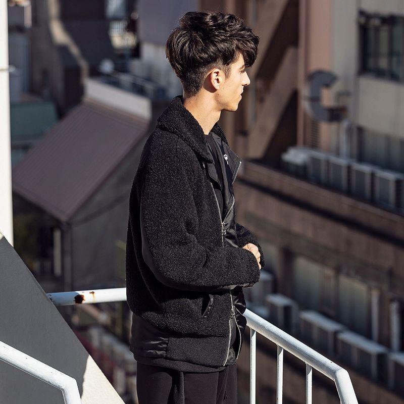 hummel（ヒュンメル） ボア 切り替え ライダース ジャケット メンズ