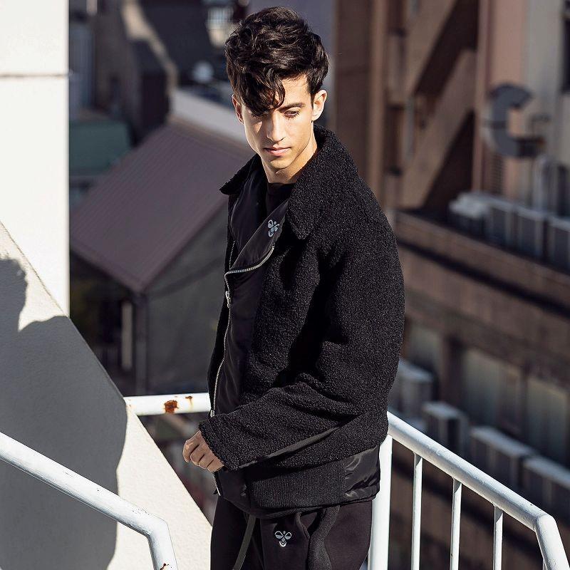 hummel（ヒュンメル） ボア 切り替え ライダース ジャケット メンズ