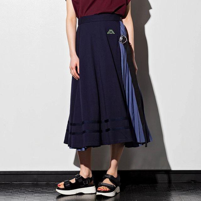 Kappa Kappa(カッパ)ベルト付きキルトプリーツスカート(ブラック