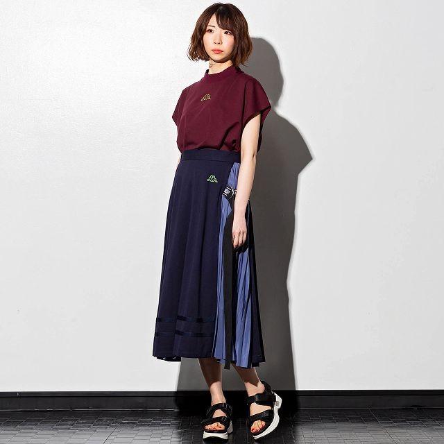 Kappa Kappa(カッパ)ベルト付きキルトプリーツスカート(ブラック