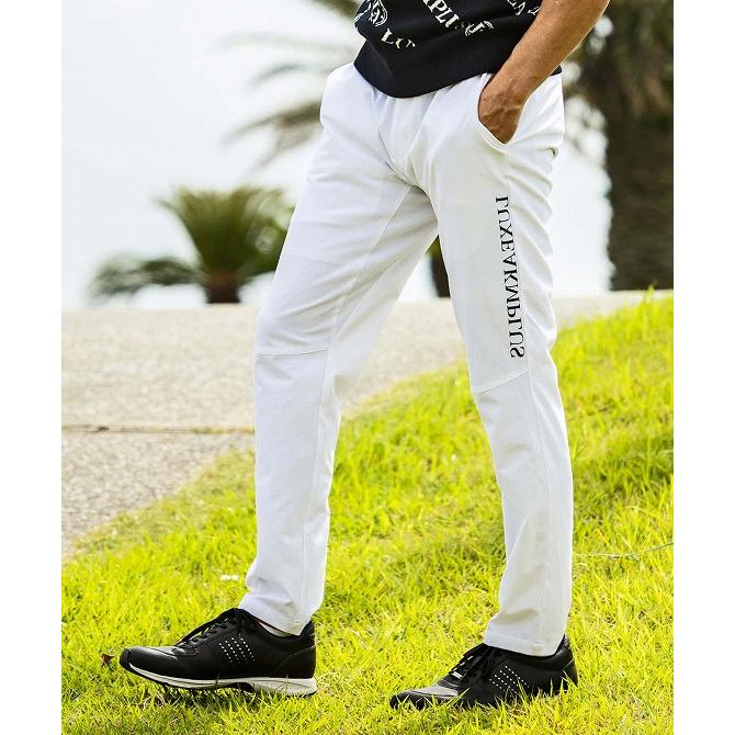 LUXEAKMPLUS ロゴ ゴルフ パンツ リュクス プラス ウェア 白 M LUXEAKMPLUS(リュクスエイケイエムプラス)ゴルフ サイドロゴ