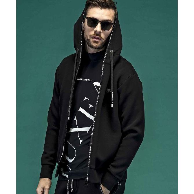 美品☆LUXEAKMPLUS☆ゴルフサイドラインジャージージップパーカー L 黒 美品☆LUXEAKMPLUS☆ゴルフサイドラインジャージージップ