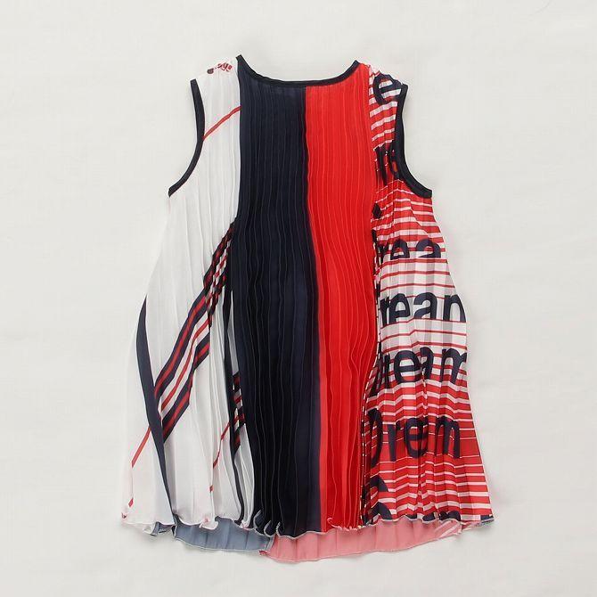 MSGM エムエスジーエム 配色 プリーツノースリーブ VESTITO CREPE 