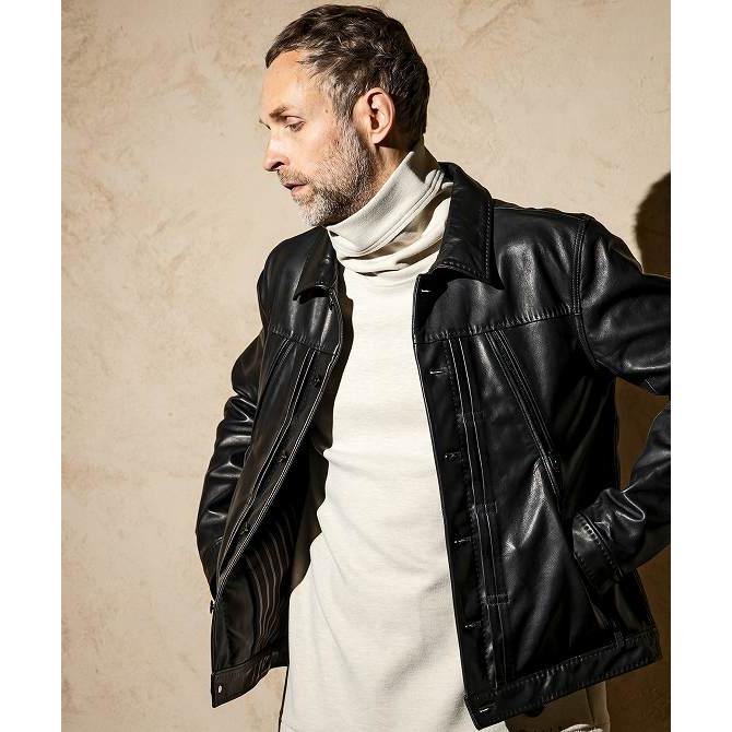 C DIEM カルペディエム レザー パイピング モックネック シャツ C DIEM カルペディエム レザー パイピング モックネック シャツ