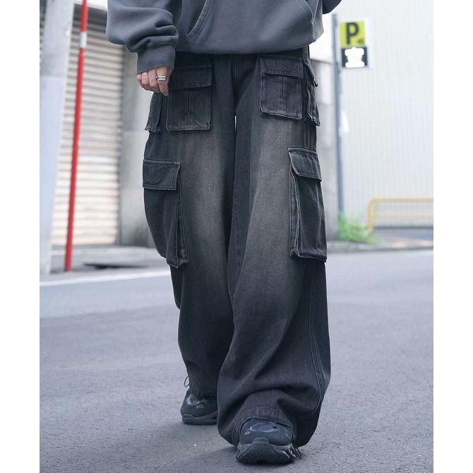 【美品】【特注一点物】デニムサルエルパンツ 古着ビンテージ韓国y2kグランジ DEVICE（デバイス） ジーンズ デニム デニムパンツ バギー スーパー