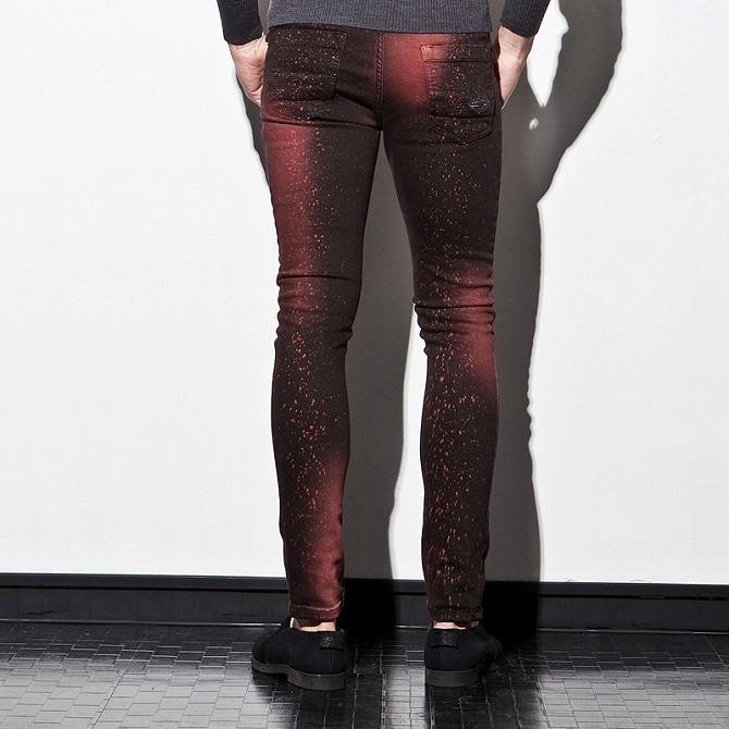 トムレベル（TOMREBL）/TOM REBL スプラッターペイントパンツ TOM REBL（トムレベル） スプラッターペイントパンツ(レッド×ブラック