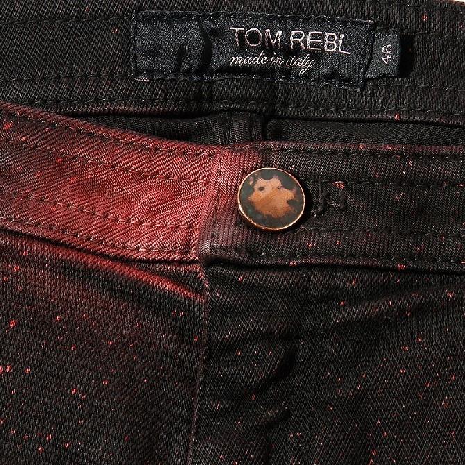 TOM REBL（トムレベル） スプラッターペイントパンツ(レッド×ブラック