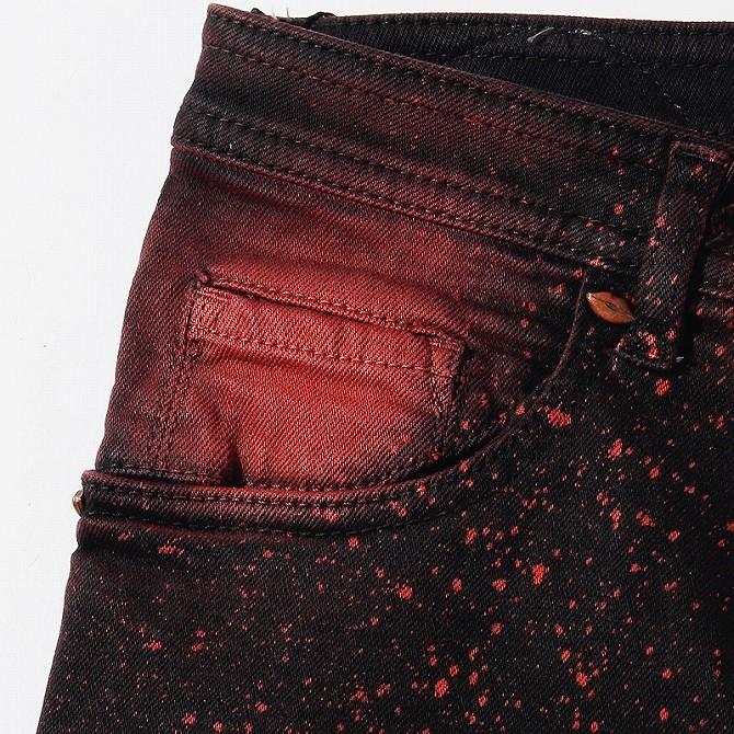 TOM REBL（トムレベル） スプラッターペイントパンツ(レッド×ブラック