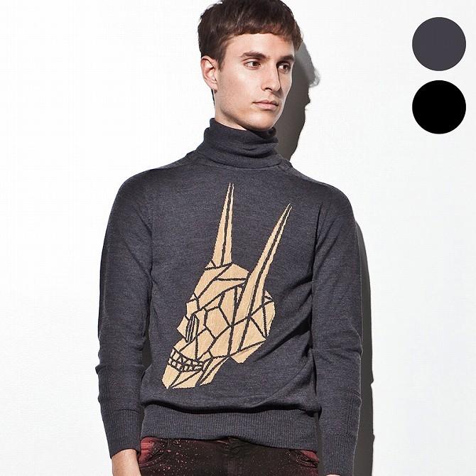 TOM REBL（トムレベル） グラフィックハイネックニット(グレー