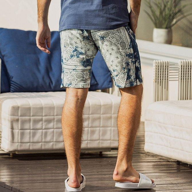 1piu1uguale3 Relax ウノピゥウノウグァーレトレ ペイズリー柄 再入荷 予約販売 ブリーチ ジョグハーフパンツ かっこいい ブランド セットアップ おしゃれ メンズ ウノピュウ