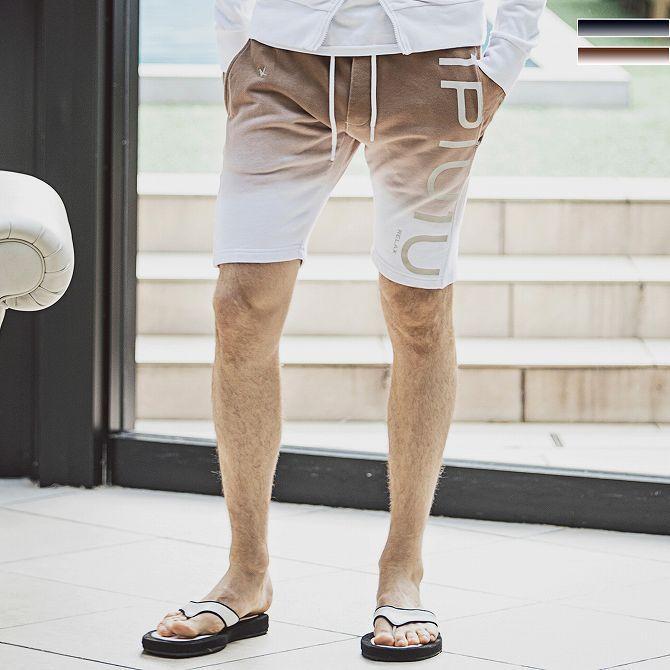 最新入荷 ウノピゥウノウグァーレトレ Relax 1piu1uguale3 グラデーションロゴハーフパンツ ウノピュウ ブランド かっこいい おしゃれ メンズ 半ズボン ショート ショート ハーフパンツ サイズ S Theshepherdofthehills Com