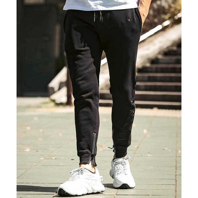 1PIU1UGUALE3 RELAX ウノピゥウノウグァーレトレ リラックス ラインストーンヘムスウェットパンツ メンズ ジョガーパンツ ジャージ カジュアル スポーツ 1PIU1UGUALE3 RELAX ウノピゥウノウグァーレトレ リラックス ライン