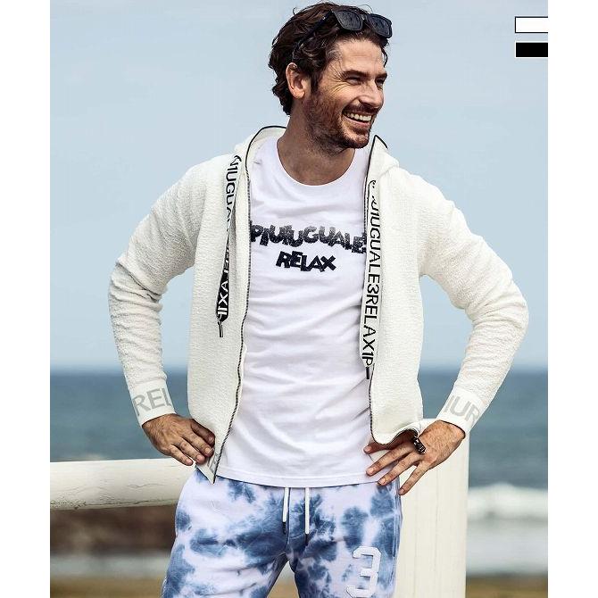 1PIU1UGUALE3 RELAX ジャガードニットパーカーパンツセットアップ 1PIU1UGUALE3 RELAX ウノピゥウノウグァーレトレ リラックス リブロゴ