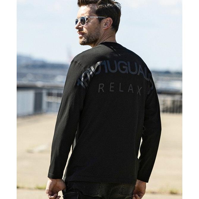 1PIU1UGUALE3 ロゴプリント ブラックシャツ 1PIU1UGUALE3 RELAX ウノピゥウノウグァーレトレ バックロゴプリント