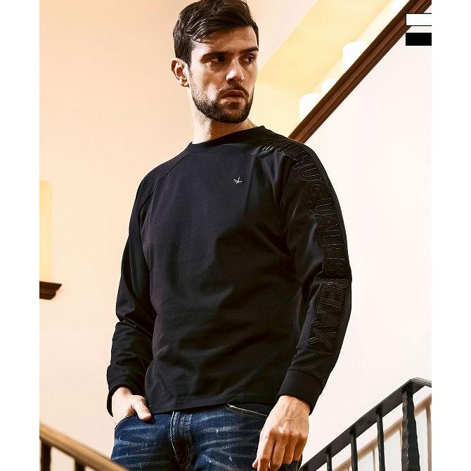 1PIU1UGUALE3 RELAX ウノピゥウノウグァーレトレ リラックス 袖ロゴアップリケTシャツ 長袖 カットソー メンズ ロンT カジュアル 男性 1PIU1UGUALE3 RELAX ウノピゥウノウグァーレトレ リラックス 袖ロゴ