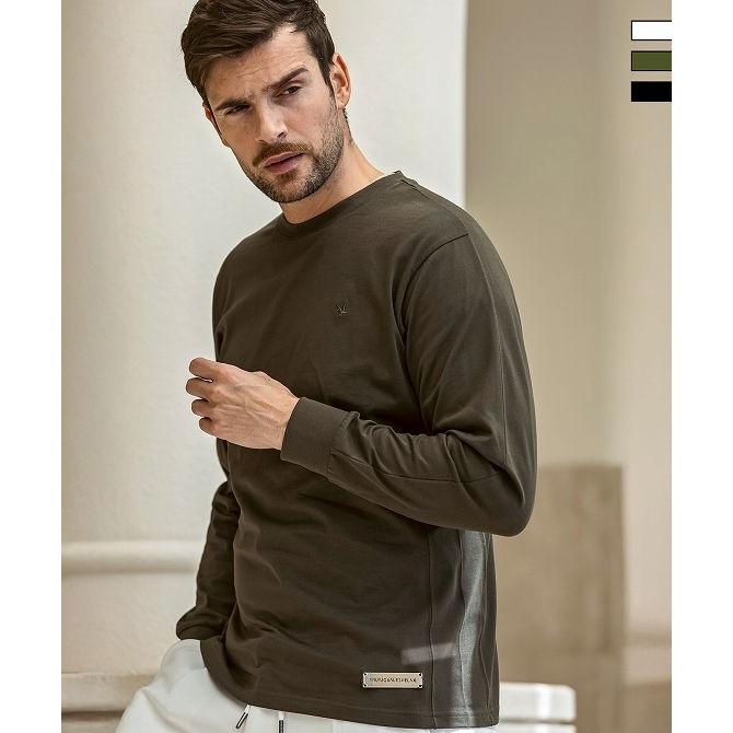 1PIU1UGUALE3 RELAX ウノピゥウノウグァーレトレ リラックス シルバーロゴプレートシルケットTシャツ メンズ ロンT 長袖 カットソー カジュアル スポーツ 1PIU1UGUALE3 RELAX ウノピゥウノウグァーレトレ リラックス シルバー