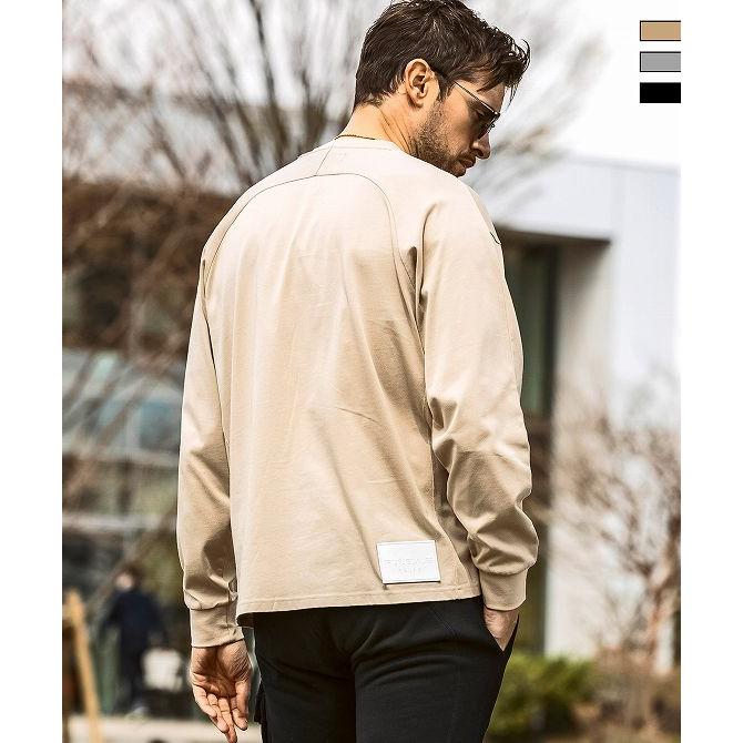 ウノピゥウノウグァーレトレ リラックス（1PIU1UGUALE3 RELAX）/1PIU1UGUALE3 RELAX レザーパッチシルケットロングTシャツ 1PIU1UGUALE3 RELAX ウノピゥウノウグァーレトレ リラックス レザー