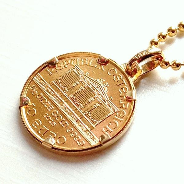純金 ネックレス コイン 24金 ウィーン金貨 1/10オンス