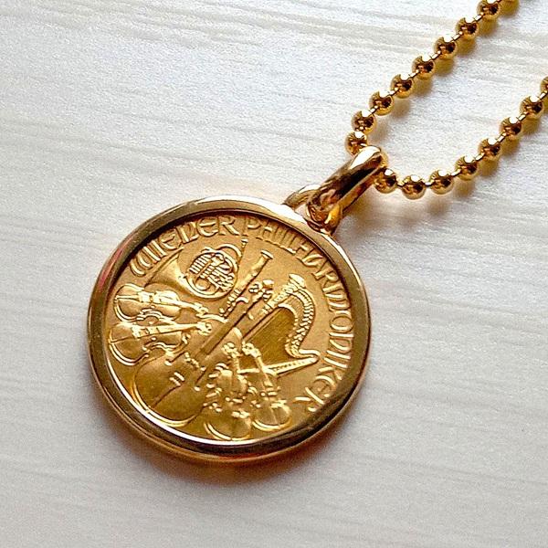 純金 ネックレス コイン 24金 ウィーン金貨 1/10オンス
