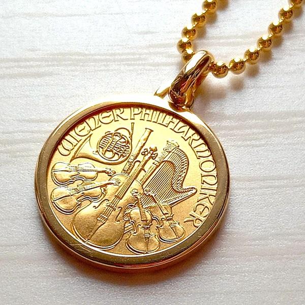 純金 ネックレス コイン 24金 ウィーン金貨 1/10オンス