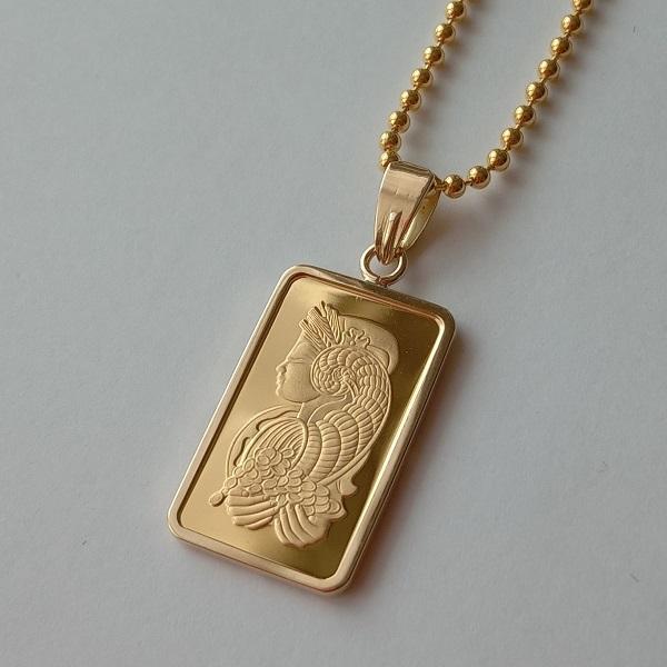純金インゴットネックレス 24金 コルヌコピア2.5g 18金ツメ枠 豊穣の角