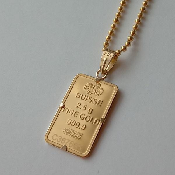 純金インゴットネックレス 24金 コルヌコピア2.5g 18金ツメ枠 豊穣の角