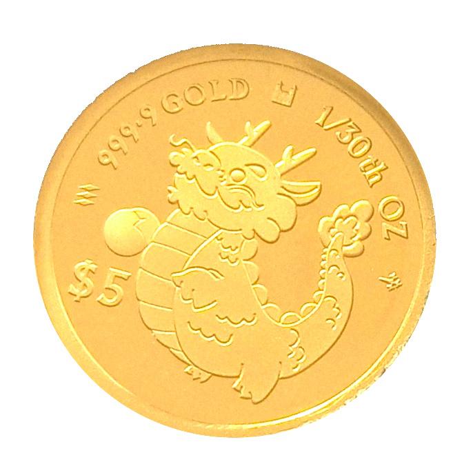 24金 干支 ドラゴン金貨 龍（辰） 1/30オンス 2024年製 クック諸島
