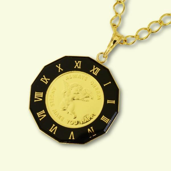 純金 ネックレス コイン エンジェル金貨 1/25オンス 18金 丸型黒 純金 ネックレス コイン エンジェル金貨 1/25オンス 18金 丸型黒