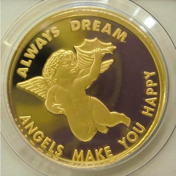純金 ネックレス コイン エンジェル金貨 1/25オンス 18金 丸型紫時計枠 ペンダント パンプの画像
